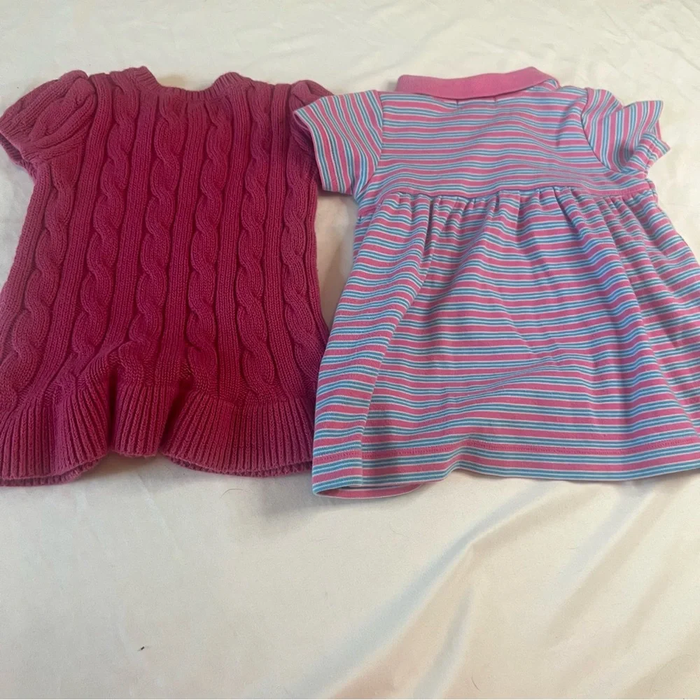 Ralph Lauren Girls‎ 9 Month Pink cable knit & collared Dress Bundle (2 Pieces)